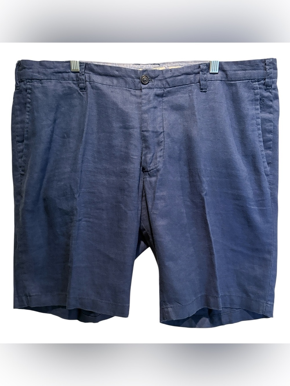 Ganesh - Men's Flat Front Linen Shorts. Size 40 Regular. Navy Blue
